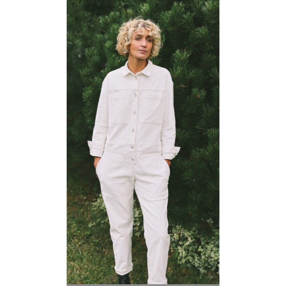 OffOn LONG SLEEVE CORD COVERALL Jumpsuit Sz Medium AMBRE Off‎ White EUC